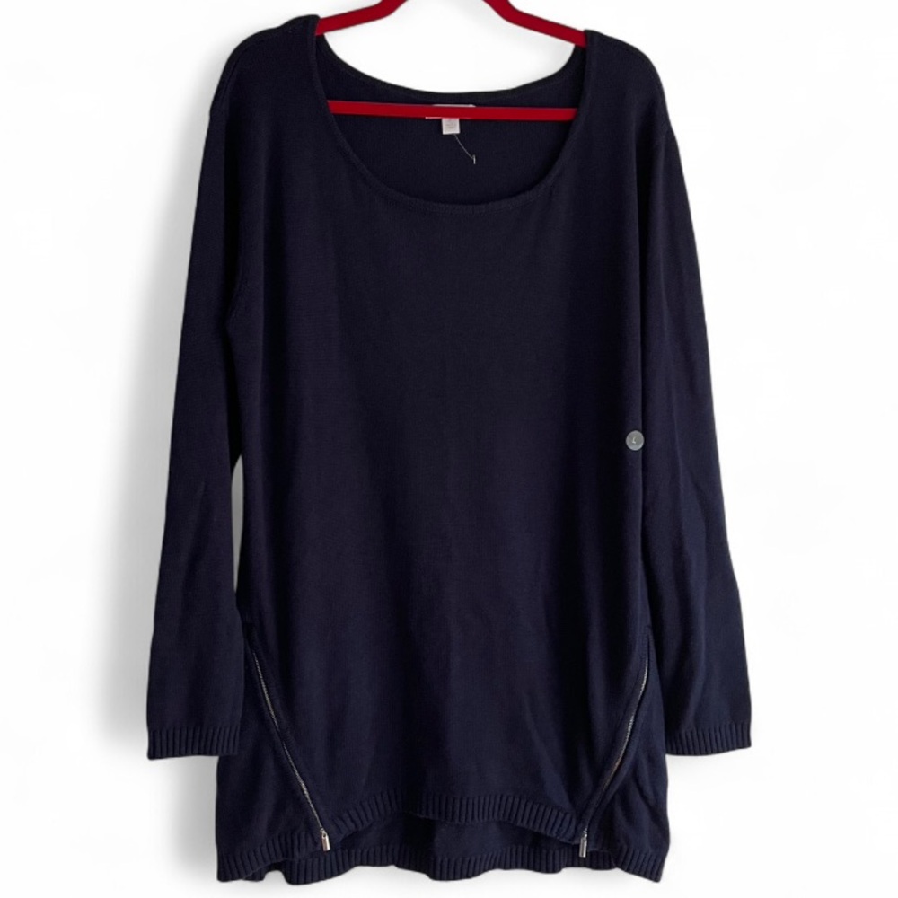 NWT New York & Co Navy Blue Long Sleeve Cotton Blend Sweater Size L